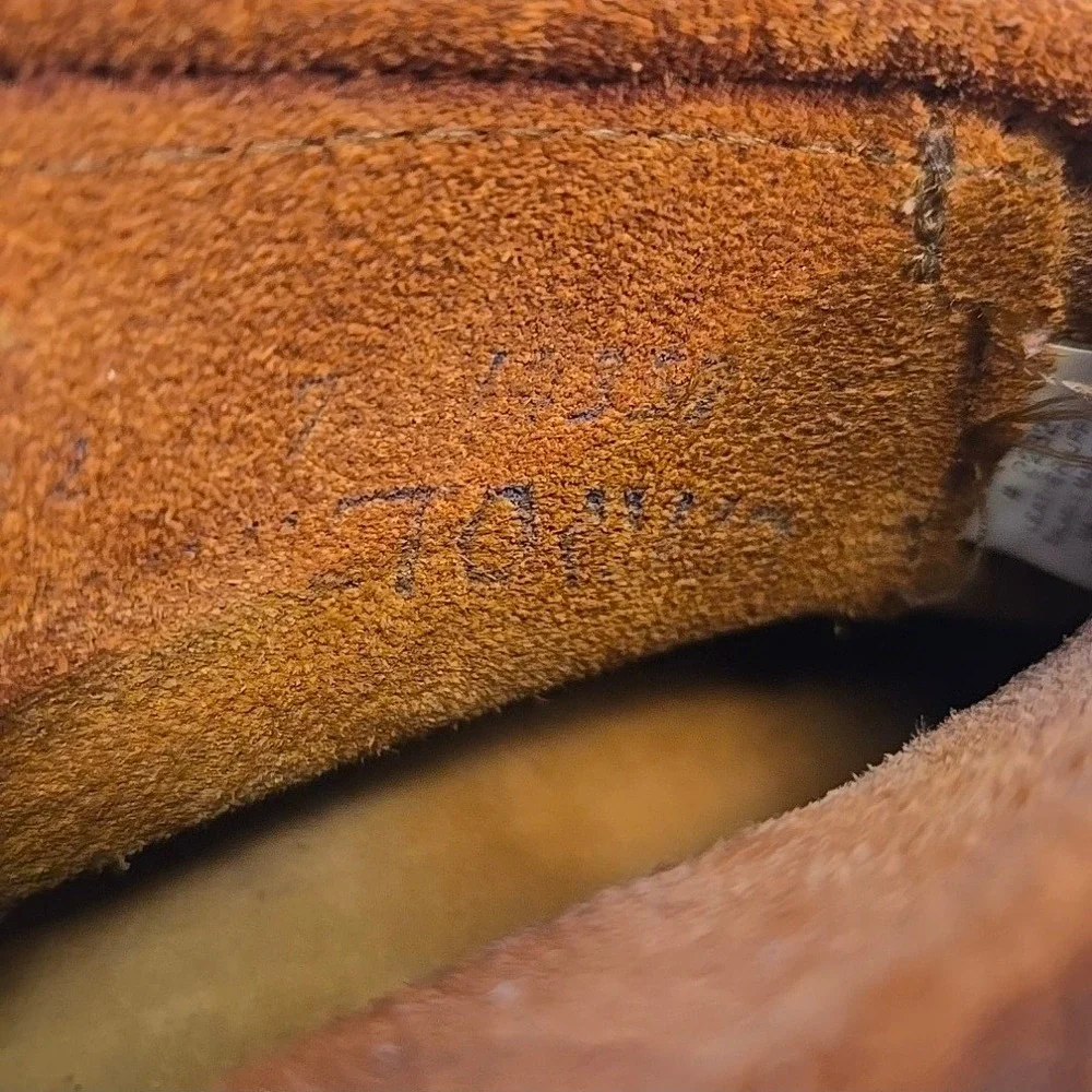Minnetonka Kids 7 Brown Fringe‎ Moccasins Boots Suede Zip Ankle Stained Shoes